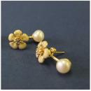 ピアス フルール ハンギングパール WH アクセサリー ブラス ウォーターパール 幅1