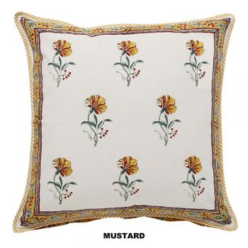 フラワープリントクッションカバー マスタード 花 リビング 幅45 通販