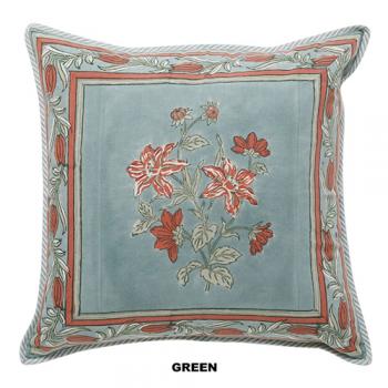 フラワープリントクッションカバー グリーン 花 リビング 幅45 通販