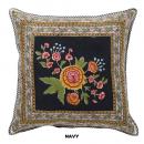 フラワープリントクッションカバー ネイビー 花 リビング 幅45 通販