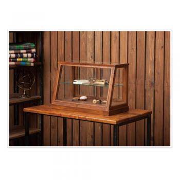 ミニキャビネット ショーケース 棚 ガラスケース 収納 ナチュラル 木製 茶 ブラウン ディスプレイ