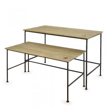 テーブルセット プランタースタンド シャビー アンティーク調 ライトブラウン ディスプレイ 木製