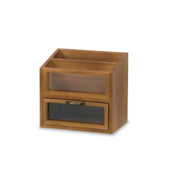 ドキュメントラック ナチュラル 木製 卓上 北欧 ガラス扉 収納ボックス 棚 ミニ 書類 壁掛け