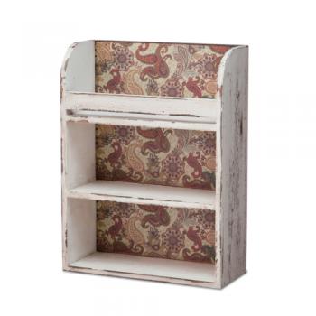 ウッドシェルフ 収納ボックス ケース 壁掛け 白 ホワイト 木製 フレンチ アンティーク調 おしゃれ