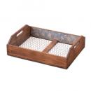 ワイヤーボックス 収納ボックス ケース 壁掛け 茶 ブラウン 木製 フレンチ アンティーク調