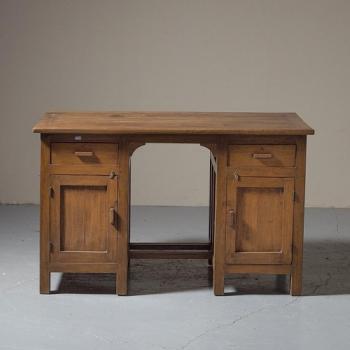 レトロデスク アンティーク家具 おしゃれ テーブル 木製 机 書斎 ミディアムブラウン 幅123