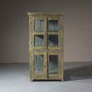 セパレートキャビネット アンティーク家具 シャビー 木製 シェルフ 3段 棚 グリーン 高さ172