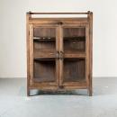 キャビネット アンティーク家具 おしゃれ 木製 シェルフ 3段 棚 ガラス ナチュラル 高さ120