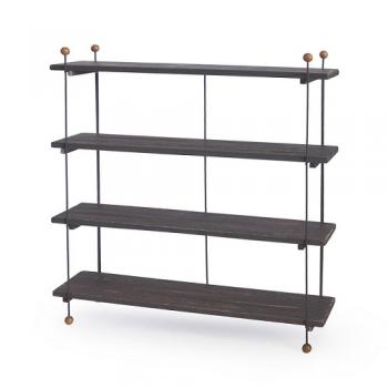 ノックダウン4ステップラック S ブラック シェルフ 木製 アイアン 収納 ディスプレイ ナチュラル