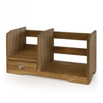 引き出し付きブックスタンド ブラウン 木製 収納 ディスプレイ ナチュラル 本棚 かわいい