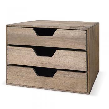 3段書類ケース ブラウン 木製 収納ボックス ナチュラル 棚 かわいい ラック 卓上 ケース