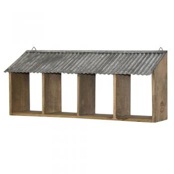 4ボックスルーフ ブラウン 木製 ナチュラル 棚 かわいい ラック 壁掛け ウォールシェルフ