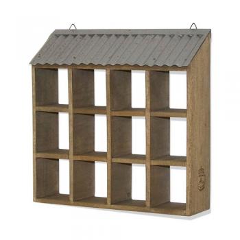 12ボックスルーフ ブラウン 木製 ナチュラル 棚 かわいい ラック 壁掛け ウォールシェルフ