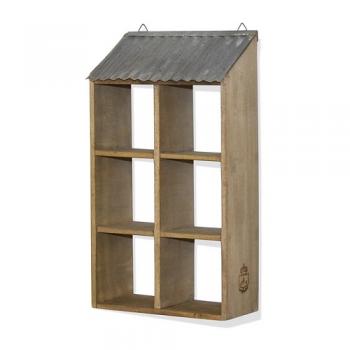 6ボックスルーフ ブラウン 木製 ナチュラル 棚 かわいい ラック 壁掛け ウォールシェルフ