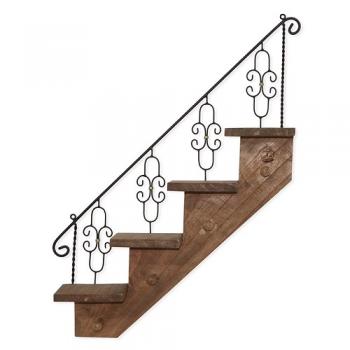 ハンドレールステップ ブラウン 木製 ディスプレイ ナチュラル 棚 かわいい ラック 壁掛け