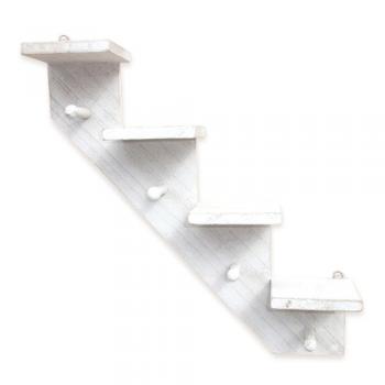 4ステップフックシェルフ ホワイト 木製 ディスプレイ ナチュラル 棚 かわいい ラック 壁掛け