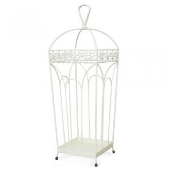 アンブレラスタンド フラワー 傘立て 玄関 店頭 アイアン ホワイト シャビー アンティーク調