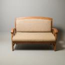 2Pソファ アンティーク家具 おしゃれ 木製 ブラウン 茶 ファブリック 椅子 幅119