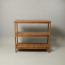 シェルフ アンティーク家具 おしゃれ 木製 縦縞 3段 棚 ラック 赤茶 ナチュラル 高さ85