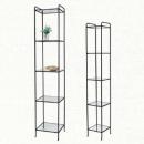 シンプル5段ガラススクエアラック 2サイズset アイアン脚 鉄脚 黒 3段 お洒落 ラック 棚