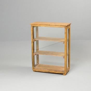 ガラスケース アンティーク家具 おしゃれ 木製 シェルフ 3段 ガラス ナチュラル 高さ63
