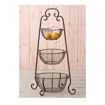 ワイヤー3段バスケット 棚 シンプル おしゃれ スッキリ 収納 多用途 2WAY かご バスケット