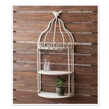 ガーデンウォールデコレーション アイアン 棚 ナチュラル 白 ホワイト アンティーク加工 庭