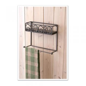 タオルハンガー&スパイスラック アイアン アンティーク調 ハンドメイドな質感 個性的 棚