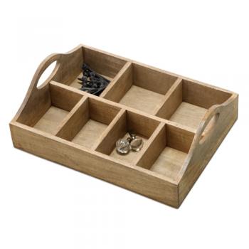 パーテーションボックス ケース 収納 間仕切り 小分け 木製 茶 ブラウン 引き出し整理