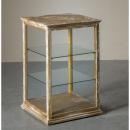 キャビネット アンティーク家具 棚 ガラス 木製 3段 ナチュラル 北欧 ジャワウッド ディスプレイ