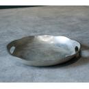 ラウンドトレイ アンティーク雑貨 おしゃれ シャビー ディスプレイ 皿 シルバー アルミ 小物入れ