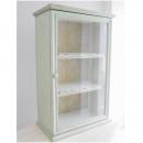 ガラスキャビネット ペールグリーン アンティーク調 おしゃれ 緑 収納 ディスプレイ 木製 棚