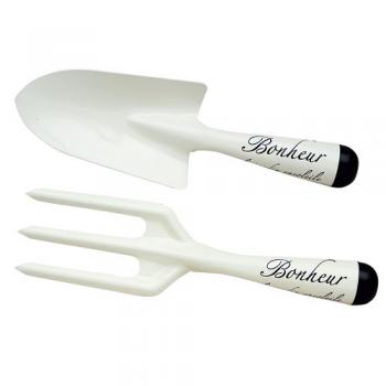 SPICE ボヌール ブリキガーデンスコップ&フォークセット クリーム 2個セット 幅8.5