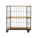 SPICE ANCIENT 3段ワイドワゴンラック アイアン&ウッド ナチュラル 高さ95