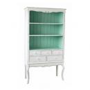 シノワズリ シャビーウッドシェルフ&5ドアー ホワイト 緑 レトロ アンティーク調 お洒落 棚