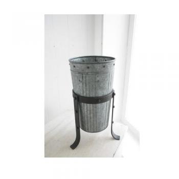 ブリキベース&スタンド アンティーク調 小物入れ 収納 ディスプレイ 置物 バケツ ダストボックス