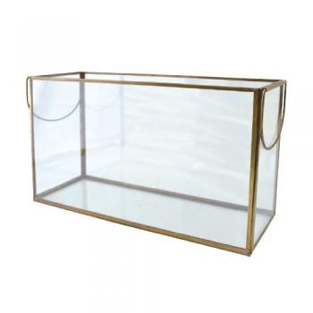 ブラスガラスケースL ガラス雑貨 植物 ディスプレイ おしゃれ 小物入れ テラリウム 持ち手