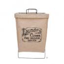 ジュートランドリーバスケットB かご アイアン 麻 持ち手 ナチュラル 収納 洗濯かご 折りたたみ