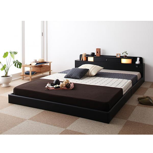 照明・コンセント付きフロアベッド【Dewx】デュークス  【国産ポケットコイルマットレス付き】