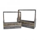 グリーンガーデンボックスハンドルset2 プランターケース ヴィンテージ調 木製 おしゃれ ロゴ