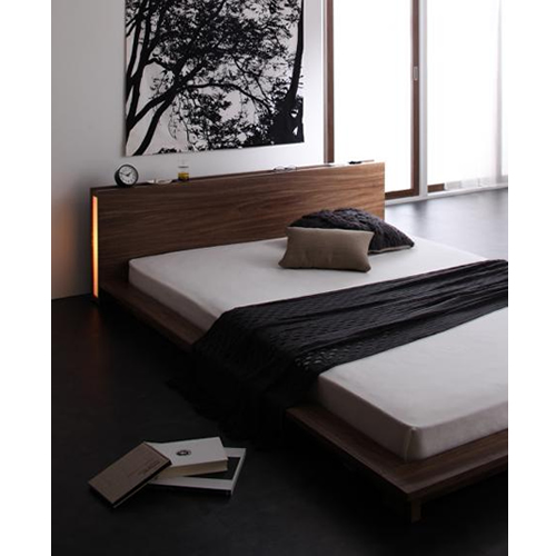 モダンライト・コンセント付きフロアベッド【MOON】ムーン【フレームのみ】