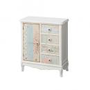 ワイドチェスト5D ウッド ホワイト 花柄 かわいい 木製 インテリア家具 ラック 棚 高さ70