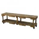 SPICE ブラウンウッド キャスター付 ローボード 2段 ナチュラル 木製 ブラウン 幅173