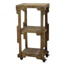 SPICE ブラウンウッド キャスター付3段シェルフ ナチュラル 木製 ブラウン 幅55.5