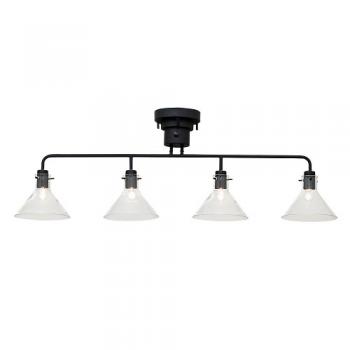 シーリングライト おしゃれ シンプルモダン 4灯 LED電球付き クリアガラス リモコン 幅103