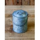 フタ付ミニバケツ 収納ボックス メッキ 缶 ヴィンテージ調 おしゃれ 箱 ブルーシルバー