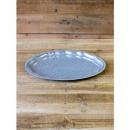 オーバルトレイ 皿 メッキ 缶 ヴィンテージ調 ブルーシルバー プレート お盆 おしゃれ