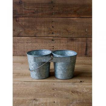 ハンギングポット 収納 メッキ 缶 ヴィンテージ調 おしゃれ プランター ブルーシルバー バケツ