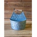 キャリーポット 収納 メッキ 缶 ヴィンテージ調 おしゃれ プランター ブルーシルバー バケツ