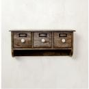 3段ドロワーキャビネット 収納棚 アンティーク調 木製 おしゃれ マンゴーウッド 壁掛け